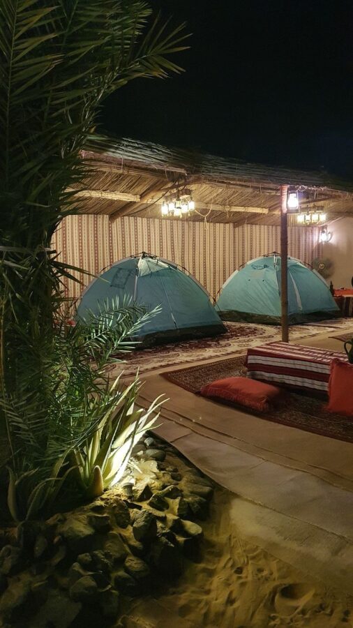 Overnight Dubai Desert Safari: Stay in Igloo Tent or Ensuite Cabin - A camel farm, a camp welcome and quick activities