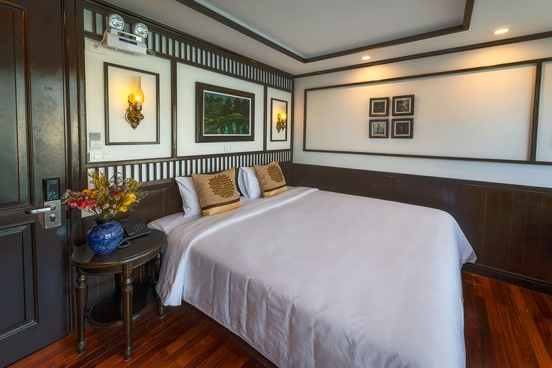 Sena 2D1N Cruise: Ha Long Bay & Lan Ha Bay - Your cabin: balcony views and a few signs of wear