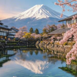 Six Must-Visit Photo Spots for Mount Fuji + Flower Viewing: Lake Yamanaka for Mount Fuji Reflection & Hikawa Clock Shop & Lawson Convenience Store & Arakurayama Sengen Park & Lake Kawaguchiko | Departing from Tokyo - Lake Yamanaka: look for Fuji in the water