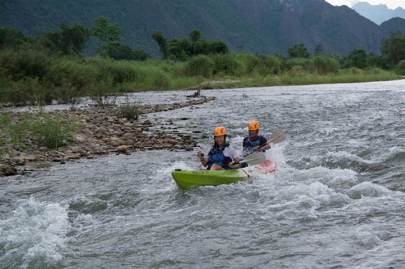 Vangvieng Full-Day Kayaking & Ziplining Adventure with Blue Lagoon - Setting out on the Nam Song River