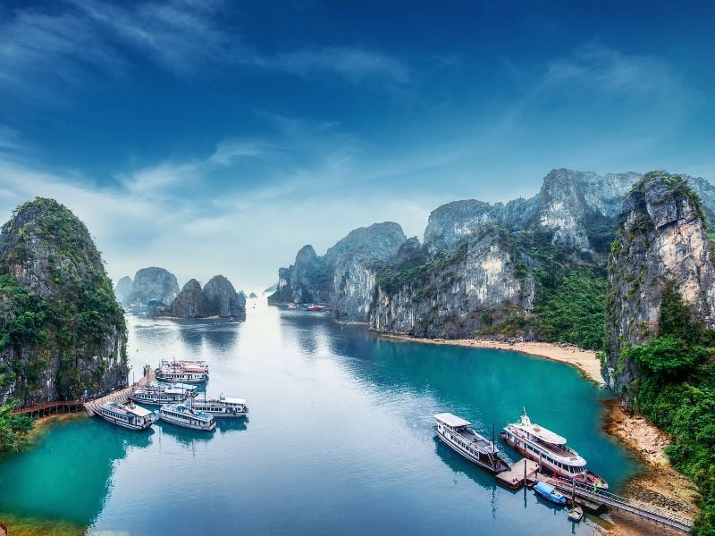 Tourist Junks at Ha Long Bay, Vietnam